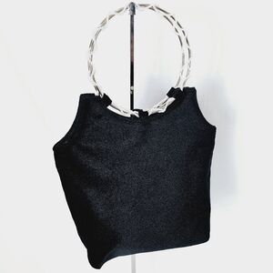Vintage Victoria's Secret Black Velvet Pearl Ring Night Handbag